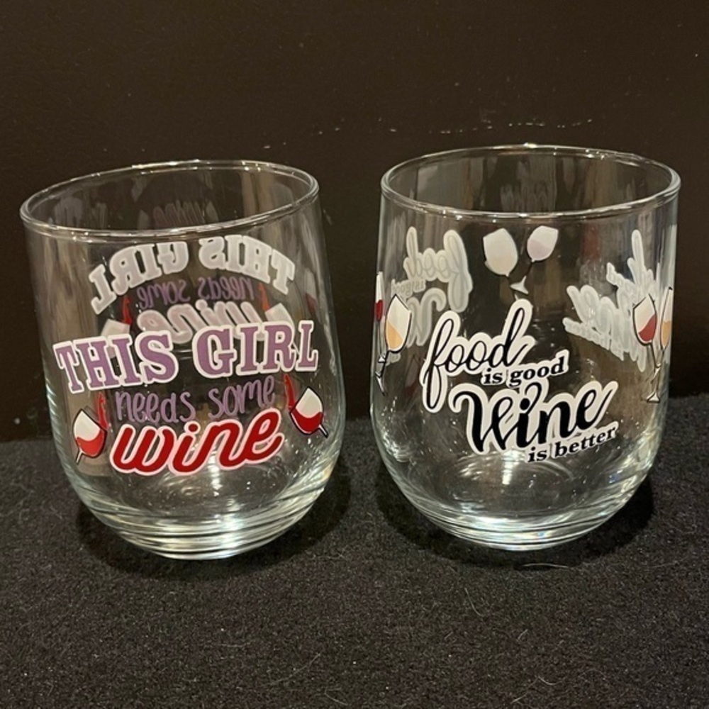 Wine Lovers Stemless Wine Glasses Set of 2 This Girl Needs Some Wine